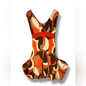 Y2K Orange and Brown Patterned Dress by Fashion‎ Love Sz 3XL EUC